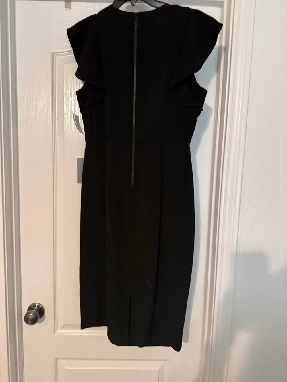 Chelsea28 Black Ruffle-Sleeve Midi Sheath Dress - Picture 2 of 3